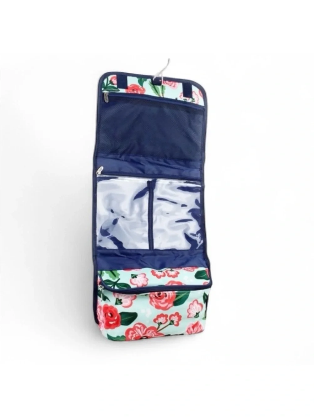 NGIL Mint Floral Hanging Toiletry Organizer Makeup Bag
